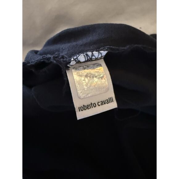 ROBERTO CAVALLI Mens Logo Graphic Cotton Tee T-Shirt Size L Large Black - Picture 6 of 7